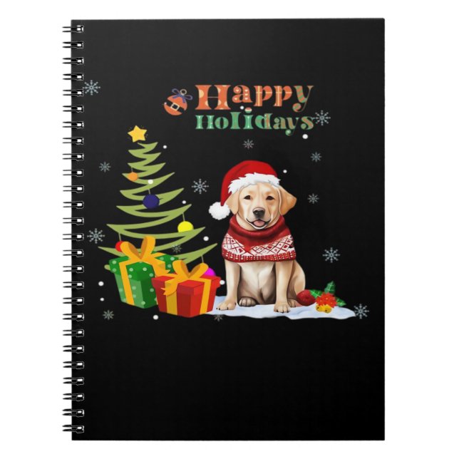 Glad helg Labrador Retriever Hund Julgran Anteckningsbok (Framsidan)