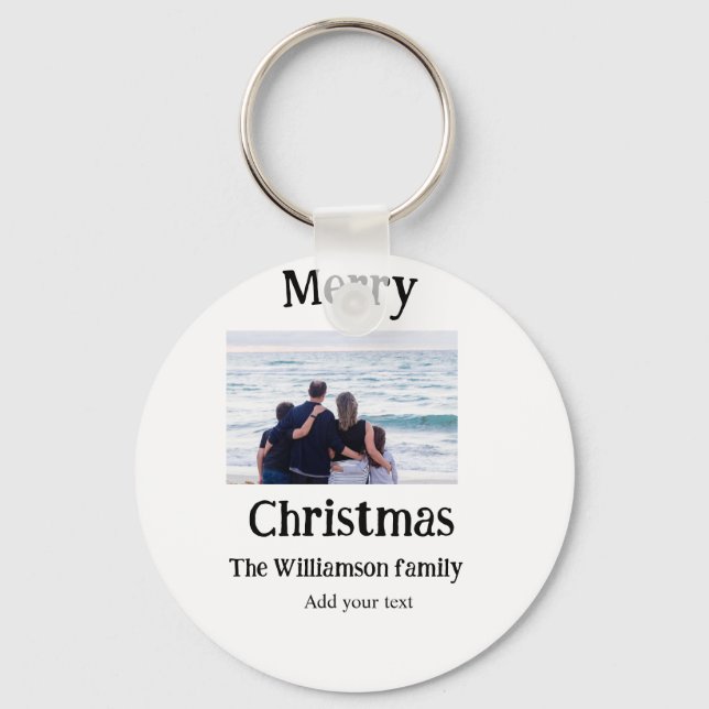 Glad helg lägger till namn-foto för familjen nyckelring (Framsida)