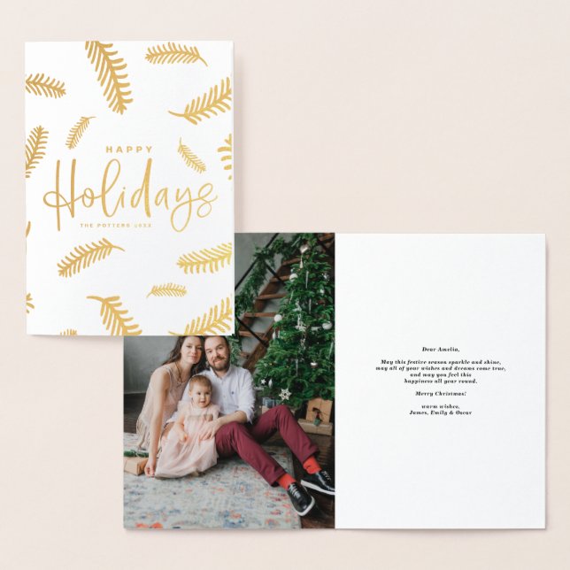 Glad helg Lettering och Gräs Nål jul Folierat Kort (Display)