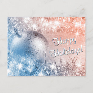 Glad helg Light Blue and Coral jul Vykort
