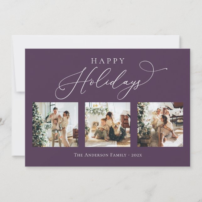 Glad helg Lila plum Multi Photo Collage Julkort (Framsida)