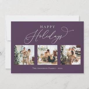 Glad helg Lila plum Multi Photo Collage Julkort