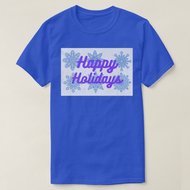 Glad helg Lila Tet och Snöflingor Design T Shirt (Design framsida)