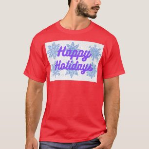Glad helg Lila Tet och Snöflingor Design T Shirt