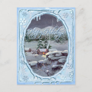 GLAD HELG LOG CABIN by SHARON SHARPE Vykort