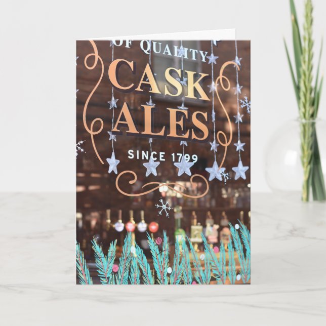 Glad helg London UK julpub Window Kort (Framsida)