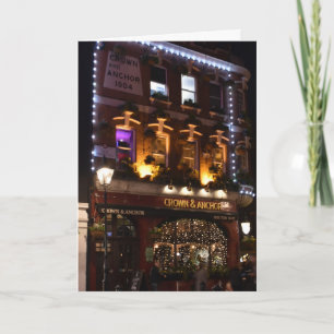 Glad helg London UK Ljus Pub jul jul Kort
