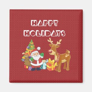 Glad helg med Santa och Reindeer Magnet