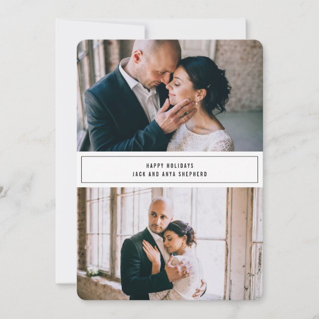 Glad helg-minialistiskt två fotopilkort julkort (Framsida)