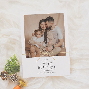 Glad helg minimalistiskt julfoto Guld Bow Julkort