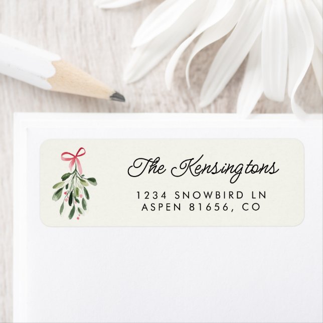 Glad helg Mistletoe Anpassningsbar Family Namn Returadress Etikett (Insitu)