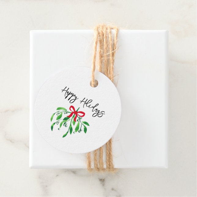 GLAD HELG Mistletoe Festive julafton Roligt Gåvor Etiketter (På plats)