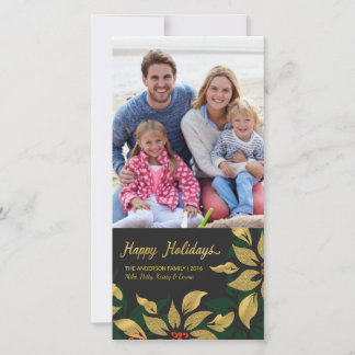 Glad helg Mod Poinsettia Faux Gold Foil Julkort