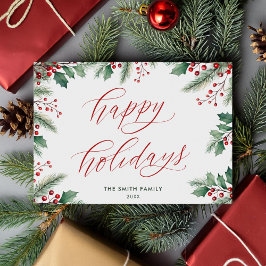 Glad helg Modern botaniska Blommigten non-Photo Julkort