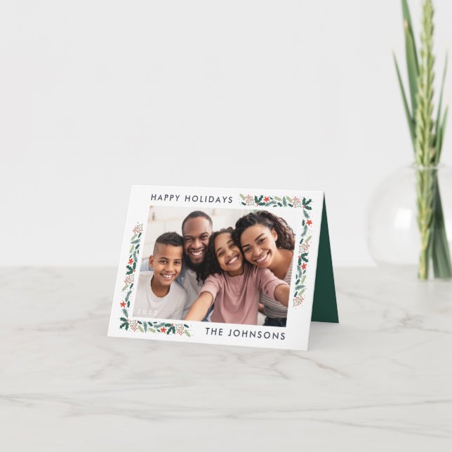 Glad helg Modern botaniskt blomfoto Kort (Framsida)