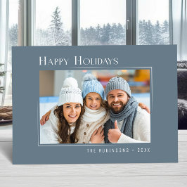 Glad helg Modern Elegant Enkelt skifferblått Julkort