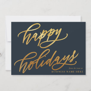 Glad helg Modern Elegant Guld Script Business Julkort