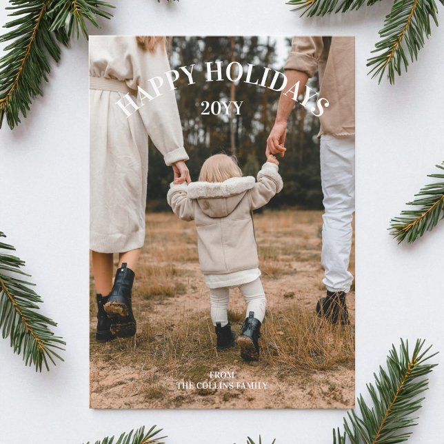 Glad helg Modern Elegant Julfoto Julkort (Happy Holidays Modern Elegant Christmas Photo Holiday Card)