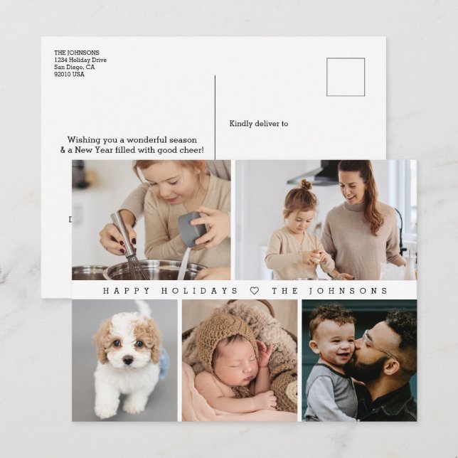 Glad helg Modern enkel familjefotminnen Vykort (Fram/baksida)