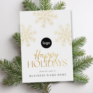Glad helg Modern Guld Snowflake Business Julkort