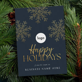 Glad helg Modern Guld Snowflake Business Julkort