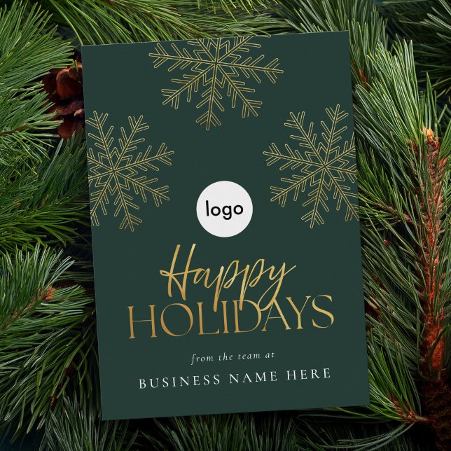 Glad helg Modern Guld Snowflake Business Julkort (Skapare uppladdad)