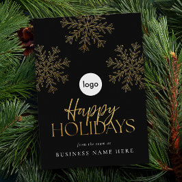 Glad helg Modern Guld Snowflake Business Julkort