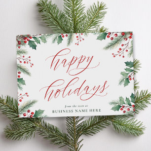 Glad helg Modern jul Blommigt Business Julkort