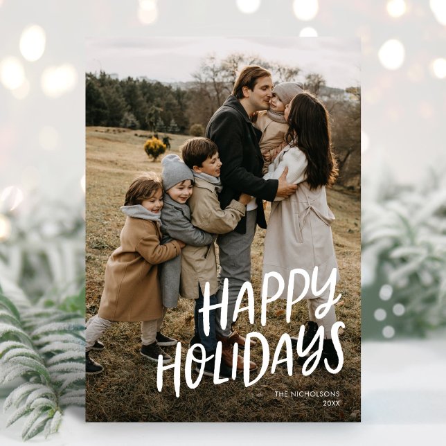 Glad helg Modern Lettering Simple One Photo Julkort (Skapare uppladdad)