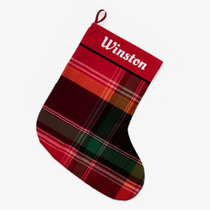 Glad helg Modern Madras Play Personalize Stor Julstrumpa