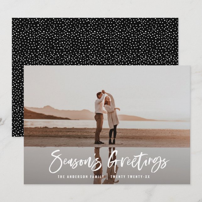 Glad helg modern minimal fotojulmas julkort (Fram/baksida)