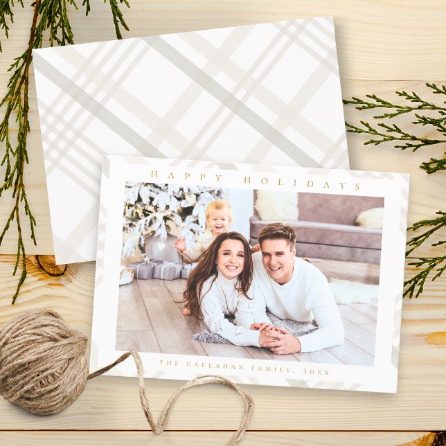 Glad helg Modern Minimal Plaid Foto Julkort (Skapare uppladdad)