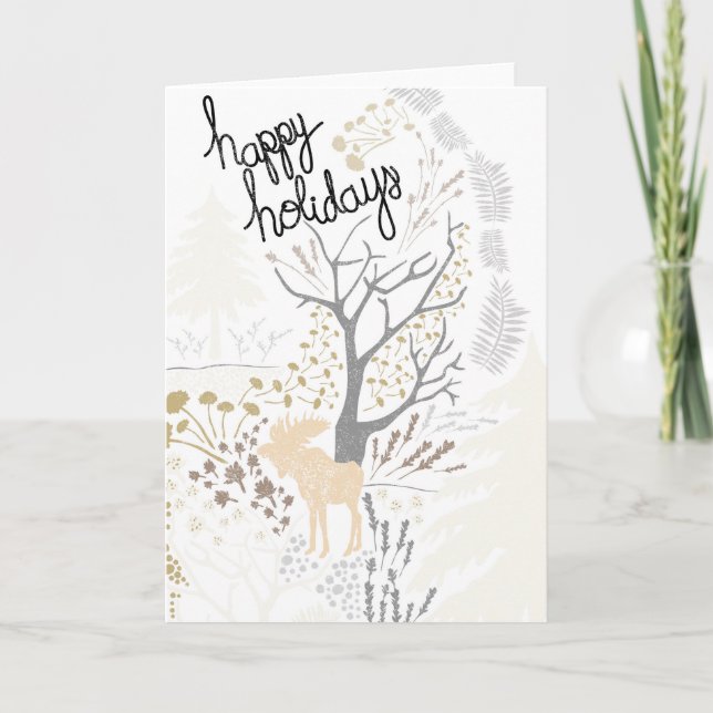 Glad helg Moose Helgdag Card Kort (Framsida)