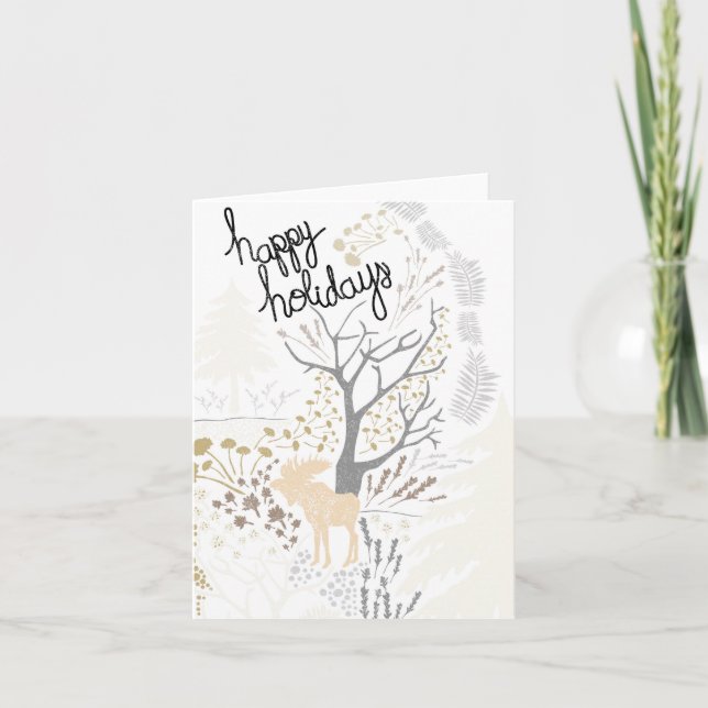 Glad helg Moose Helgdag Card Kort (Framsida)