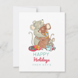 Glad helg Mouse Family Kids Julkort