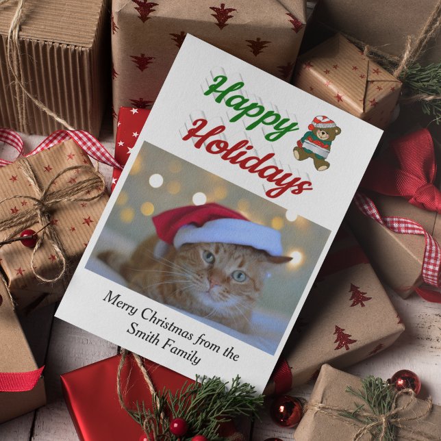 Glad helg Nalle, julfotopatecken Julkort (Skapare uppladdad)