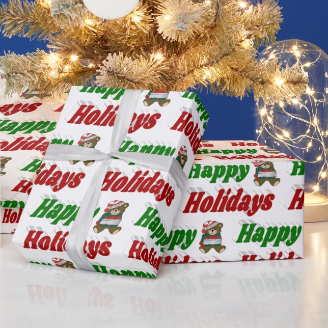 Glad helg Nalle jultypografi Presentpapper (Helgdagar)