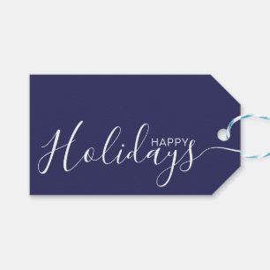 glad helg Navy Blue White Minimalist Presentetikett