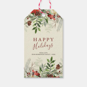 Glad helg Noel Holly Berries Gift Märkres Presentetikett