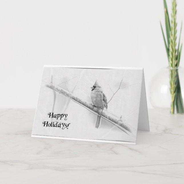 Glad helg North Cardinal Greeting Card B&W (Framsida)