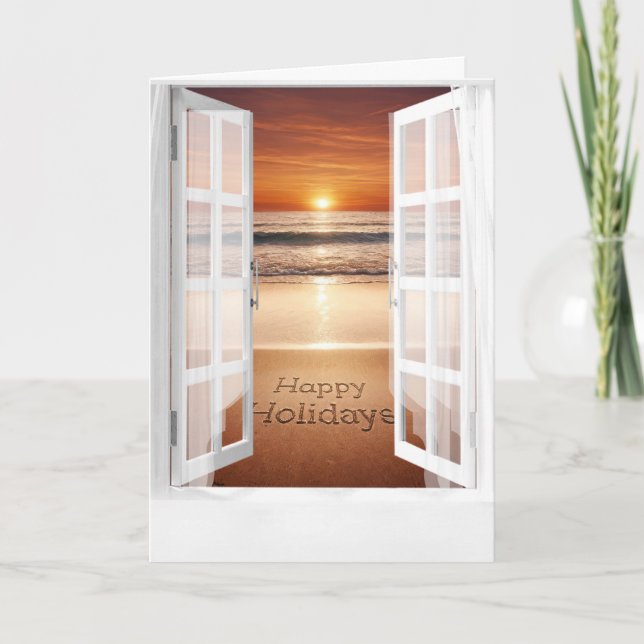 Glad helg oceanvy i fönster kort (Framsida)