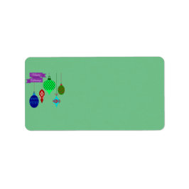 Glad helg och hängande ornament adressetikett