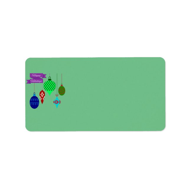 Glad helg och hängande ornament adressetikett (Framsidan)