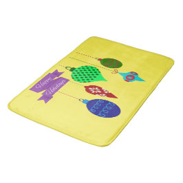 Glad helg och Hanging Ornaments Lila Banner Badrumsmatta