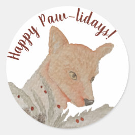 Glad helg Pawlidays Woodland Fox Runt Klistermärke