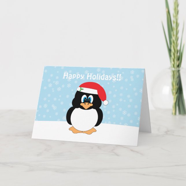 Glad helg Penguin-julkort (Framsida)