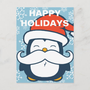 Glad helg Penguin Mustache Trend Vykort