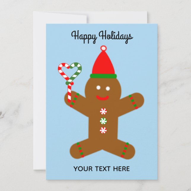 Glad helg Pepparkaksgubbe #1-2-Helgdag Anteckningskort (Framsida)