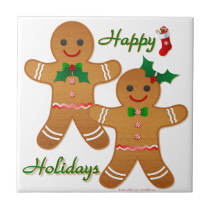 Glad helg Pepparkaksgubbe Boy Girl Kakelplatta