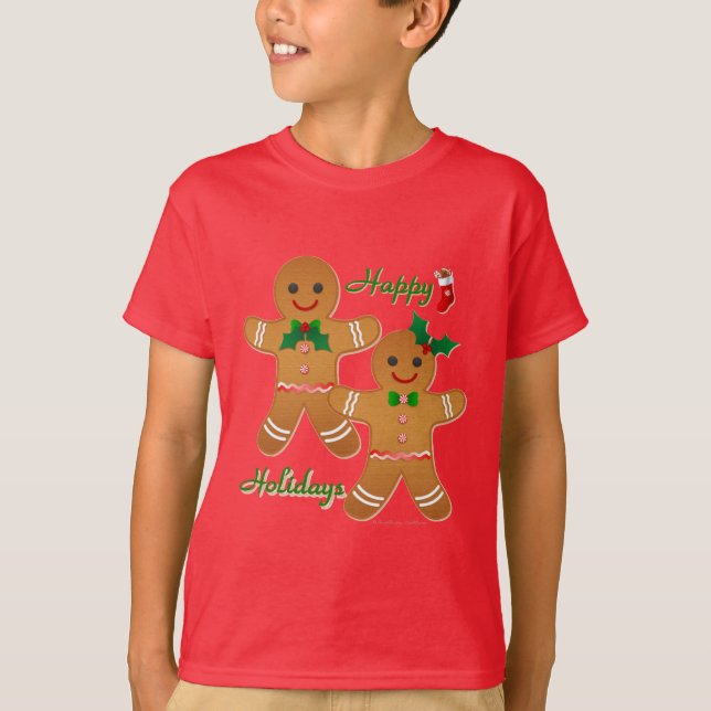 Glad helg Pepparkaksgubbe Boy Girl T Shirt (Framsida)